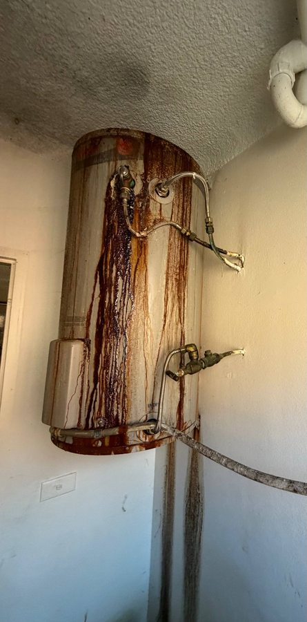 Failed 80L Rheem electric hot water system in Campsie before replacement by Oz Plumbing Co