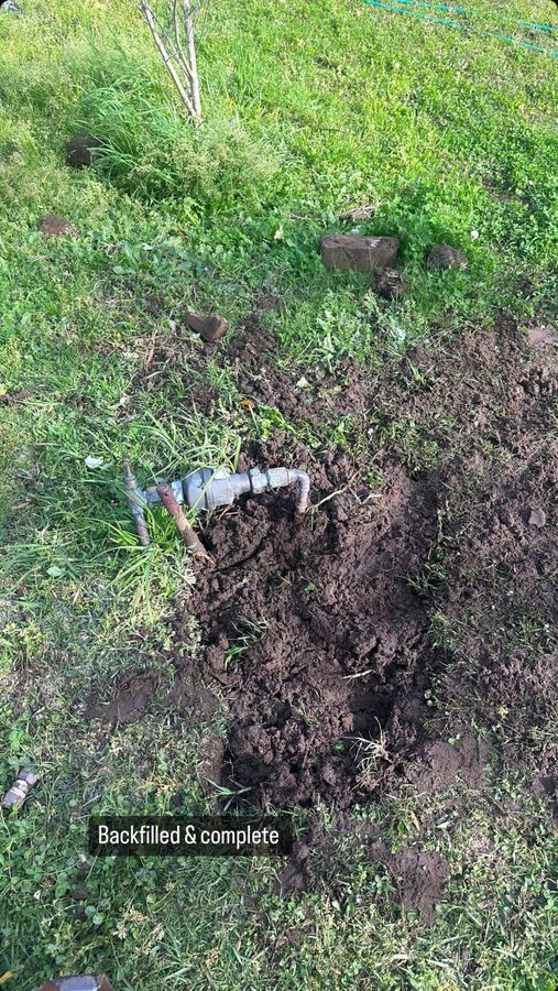Underground pipe repair backfilled and complete